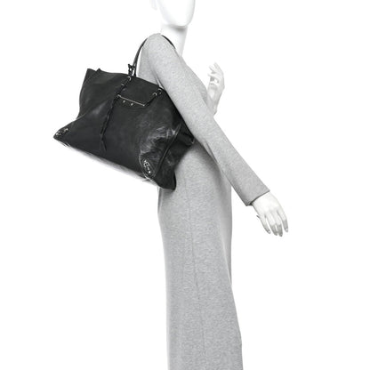 Balenciaga Supple Calfskin Papier A4 Zip Around Tote Black