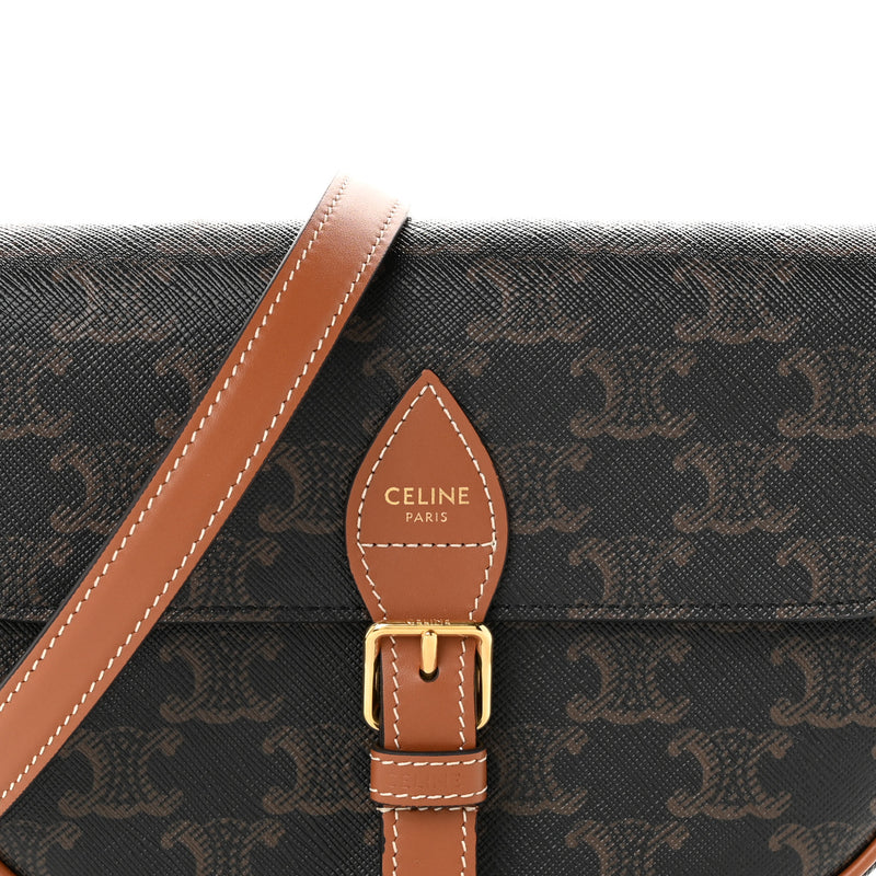 Celine Triomphe Canvas Folco Bag Tan