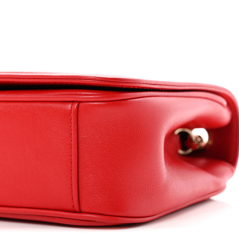 Chanel Lambskin CC Mania Flap Bag Red