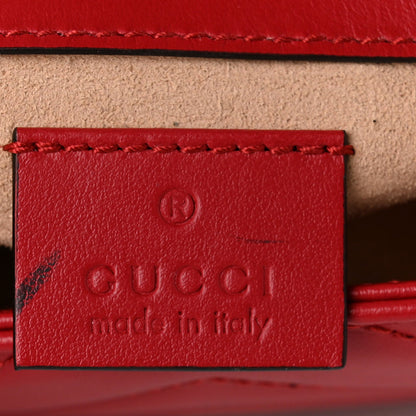 Gucci Calfskin Matelasse Super Mini GG Marmont Shoulder Bag Hibiscus Red