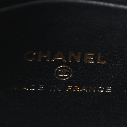 Chanel Lambskin Quilted Top Handle Flap Clutch With Chain Black