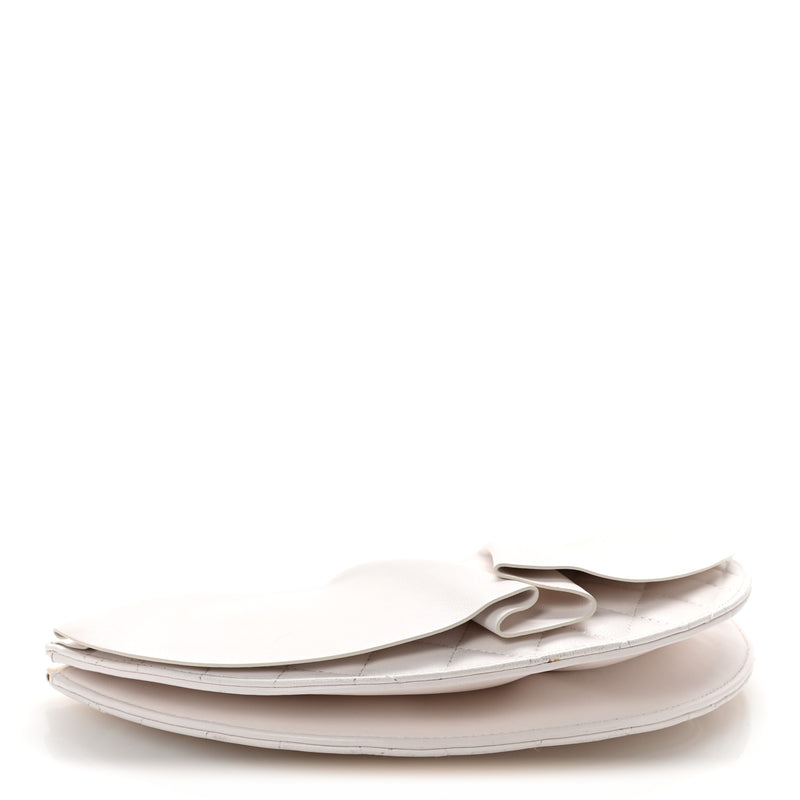 Chanel Lambskin Quilted Wave Clutch White