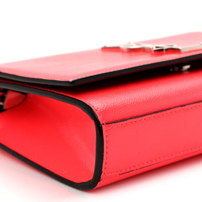 Saint Laurent Patent Grain de Poudre Small Monogram Kate Satchel Neon Pink