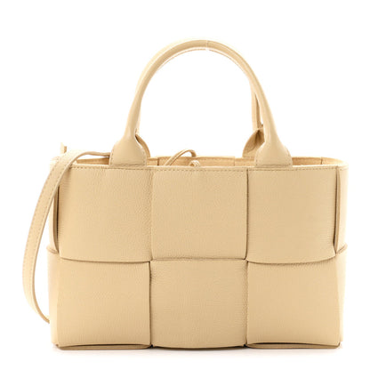 Bottega Veneta Grained Calfskin Maxi Intrecciato Mini Arco Tote Porridge