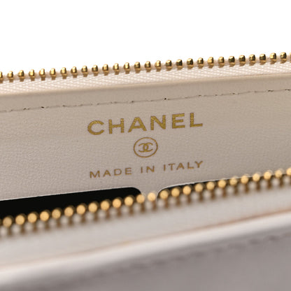 Chanel Lambskin Quilted Wave Clutch White