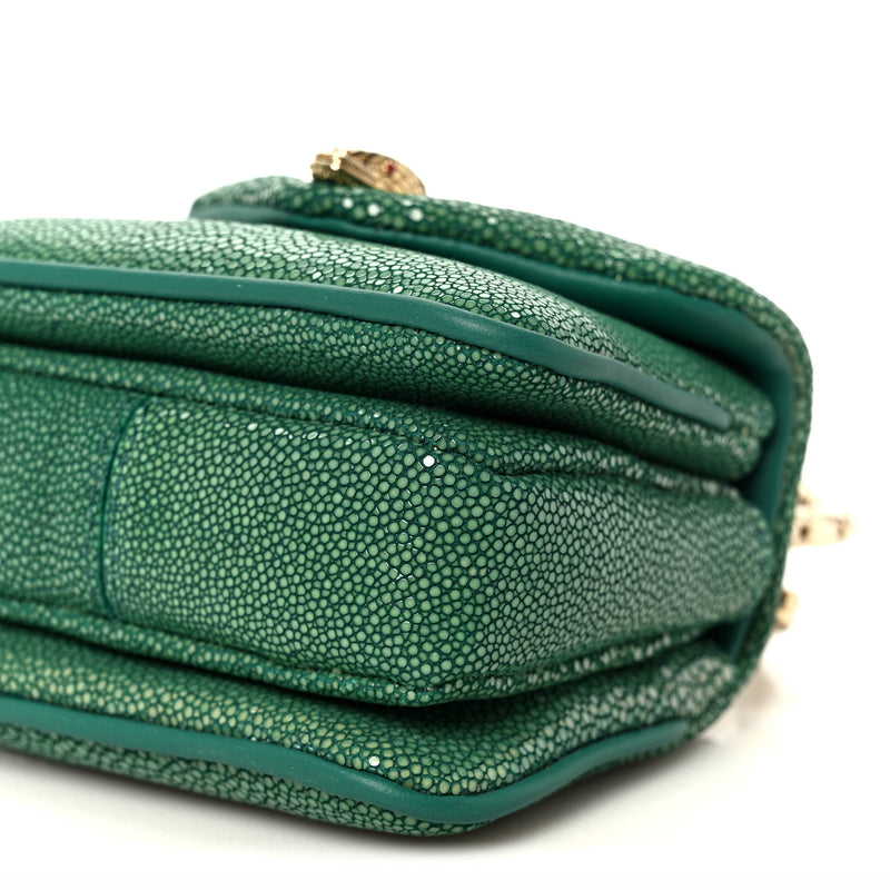 Bulgari Galuchat Serpenti Reverse Micro Top Handle Emerald Green