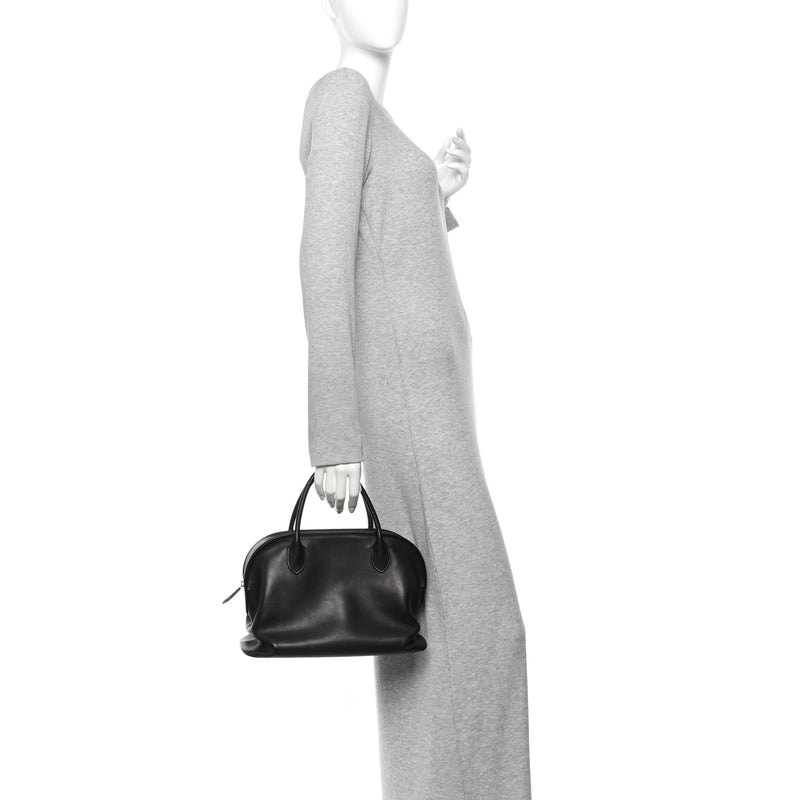 The Row Polished Saddle Calfskin Agnes 12 Black