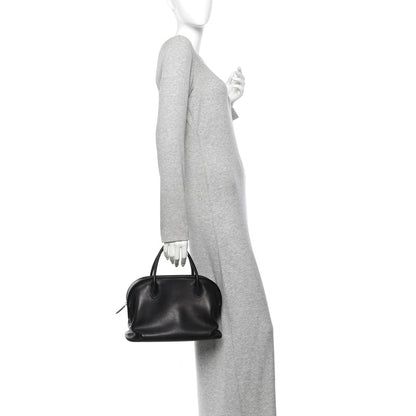 The Row Polished Saddle Calfskin Agnes 12 Black