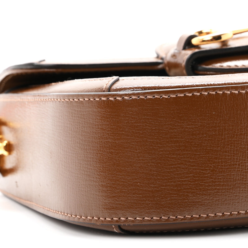 Gucci GG Supreme Monogram Web Mini Horsebit 1955 Shoulder Bag Beige Brown Sugar