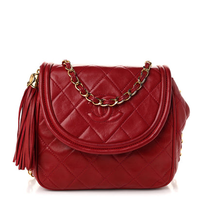 Chanel Lambskin Quilted Tassel Flap Red