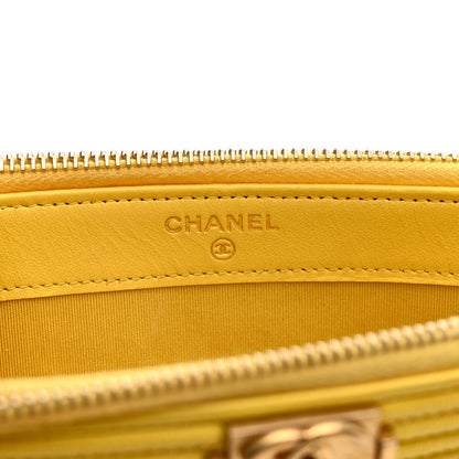 Chanel Caviar Quilted Small Boy Clutch With Chain Yellow