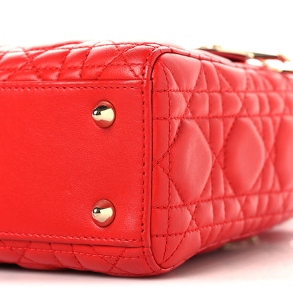 Christian Dior Lambskin Cannage Small My ABCDior Lady Dior Red