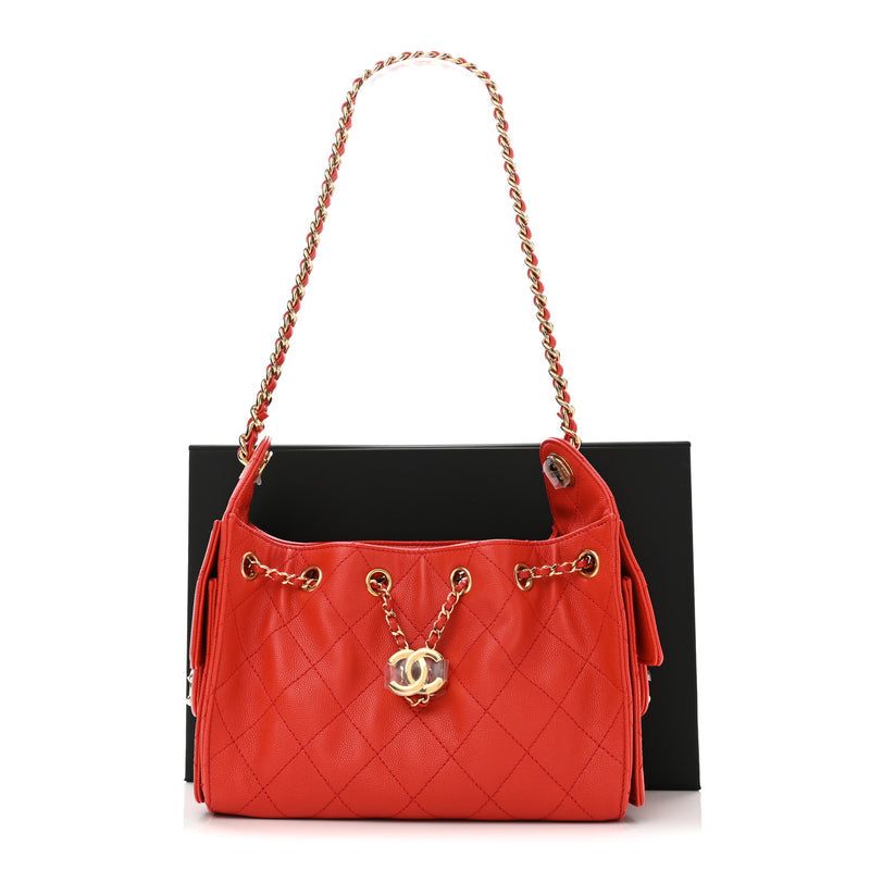 Chanel Caviar Quilted Mini Chanel 25 Handbag Red