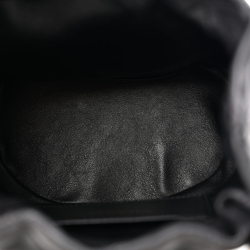 Chanel Shiny Lambskin Quilted Chain Is More Drawstring Bag Black
