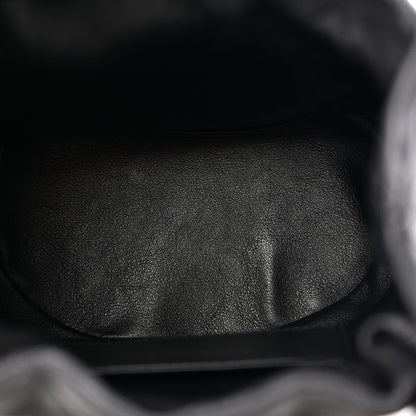 Chanel Shiny Lambskin Quilted Chain Is More Drawstring Bag Black