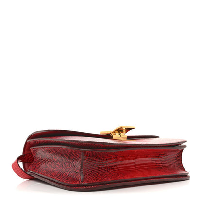 Celine Lizard Medium Classic Box Flap Bag Ruby