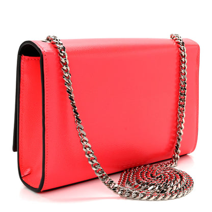 Saint Laurent Patent Grain de Poudre Small Monogram Kate Satchel Neon Pink