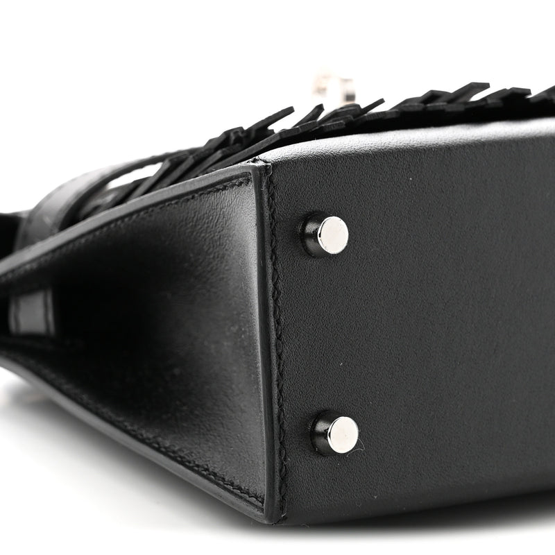 Hermes Tadelakt Sombrero Box Pampilles Mini Kelly Sellier 20 Black