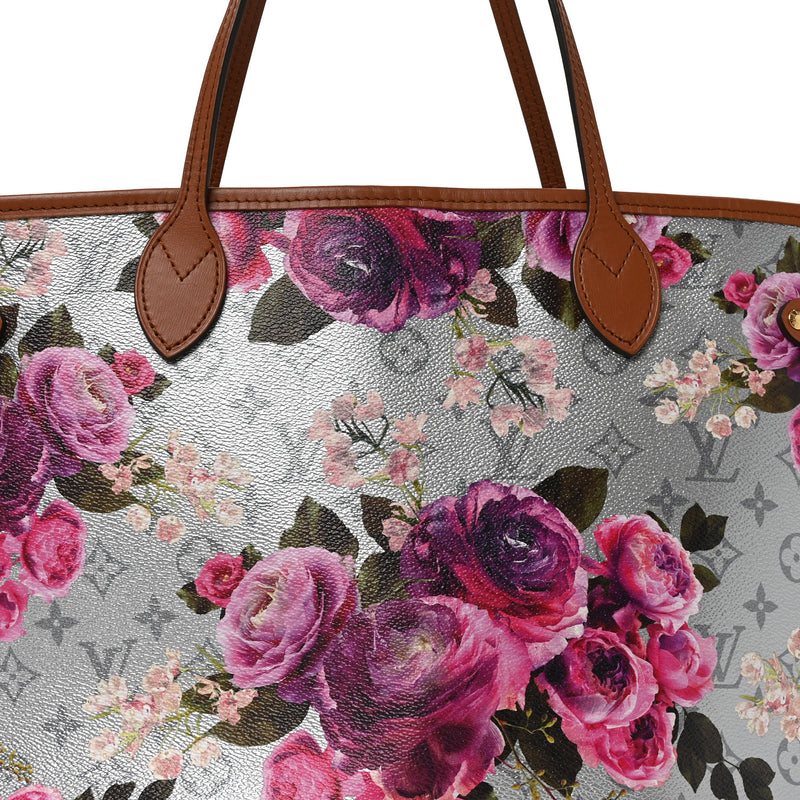 Louis Vuitton Metallic Monogram LV Garden Neverfull MM Silver