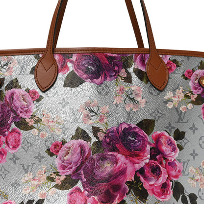 Louis Vuitton Metallic Monogram LV Garden Neverfull MM Silver