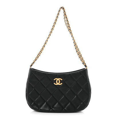 Chanel Caviar Quilted Triple Chain Hobo Black