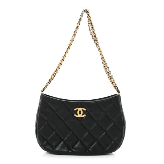 Chanel Caviar Quilted Triple Chain Hobo Black