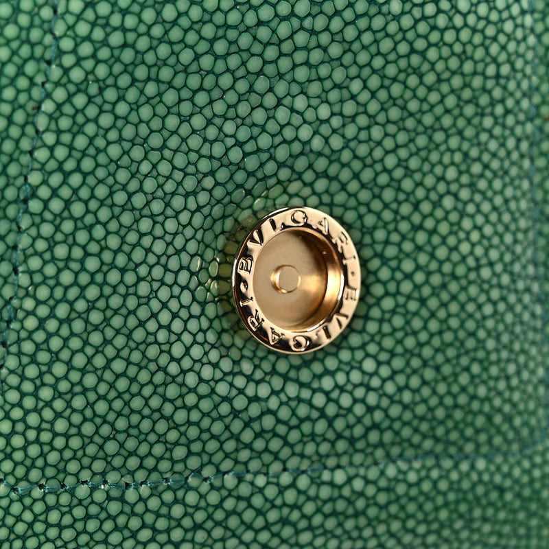 Bulgari Galuchat Serpenti Reverse Micro Top Handle Emerald Green