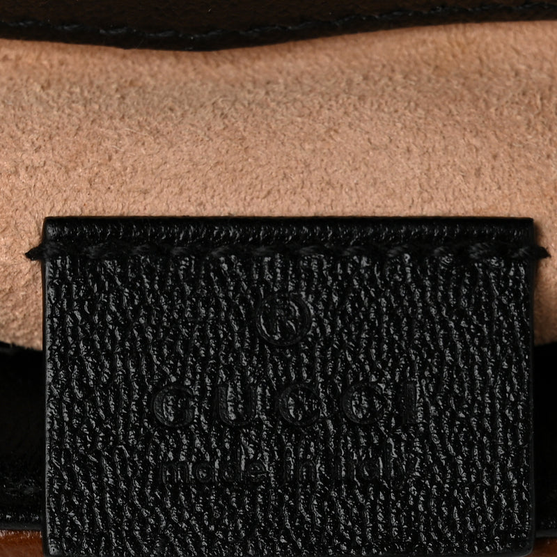 Gucci GG Supreme Monogram New Sakai Lux Calfskin Mini Padlock Flap Pocket Shoulder Bag Beige Ebony Black Cuir