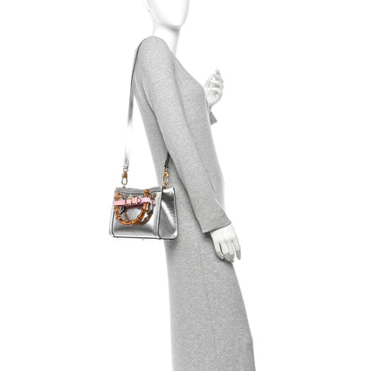 Gucci Textured Calfskin Mini Diana Tote Bag Silver Sugar Pink