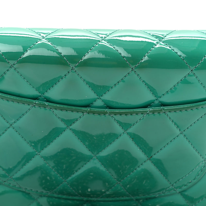 Chanel Patent Quilted Wallet On Chain WOC Green