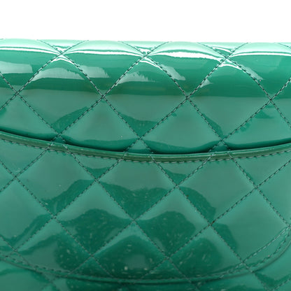 Chanel Patent Quilted Wallet On Chain WOC Green