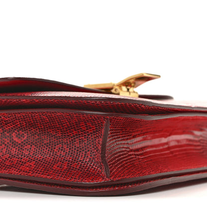 Celine Lizard Medium Classic Box Flap Bag Ruby