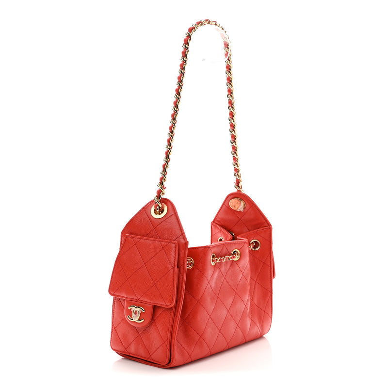 Chanel Caviar Quilted Mini Chanel 25 Handbag Red