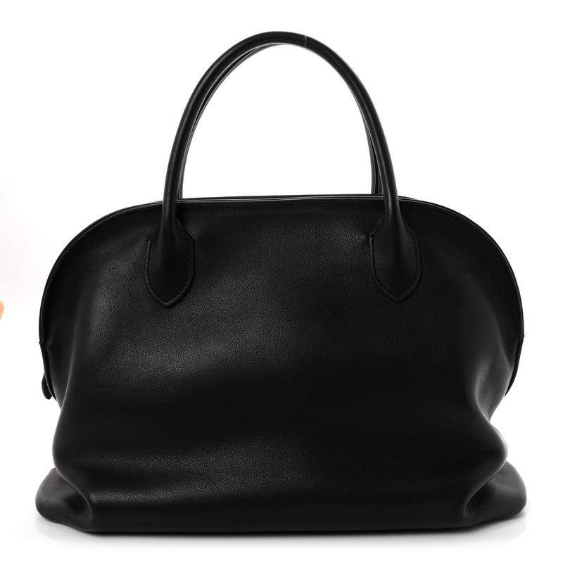 The Row Polished Saddle Calfskin Agnes 12 Black