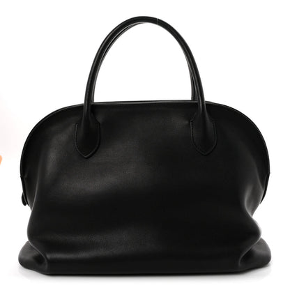 The Row Polished Saddle Calfskin Agnes 12 Black