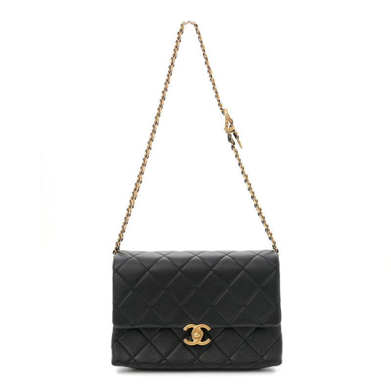 Chanel Calfskin Quilted Belt Chain Flap Black