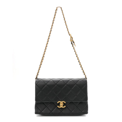 Chanel Calfskin Quilted Belt Chain Flap Black