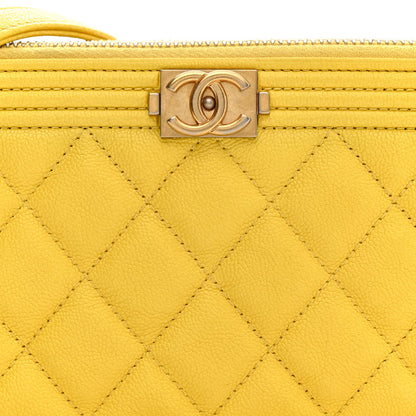 Chanel Caviar Quilted Small Boy Clutch With Chain Yellow
