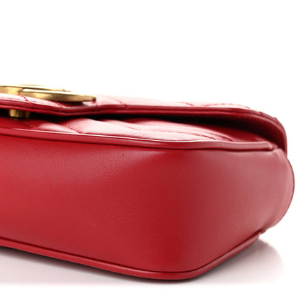 Gucci Calfskin Matelasse Super Mini GG Marmont Shoulder Bag Hibiscus Red