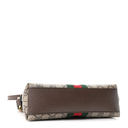Gucci GG Supreme Monogram Textured Dollar Calfskin Web Small Ophidia Dome Shoulder Bag Beige Ebony New Acero