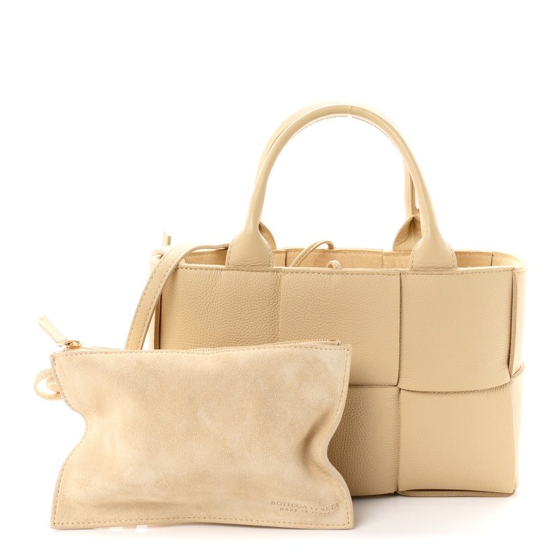 Bottega Veneta Grained Calfskin Maxi Intrecciato Mini Arco Tote Porridge