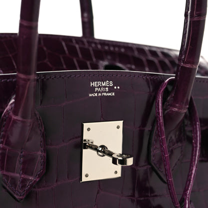 Hermes Shiny Niloticus Crocodile Birkin 30 Cassis