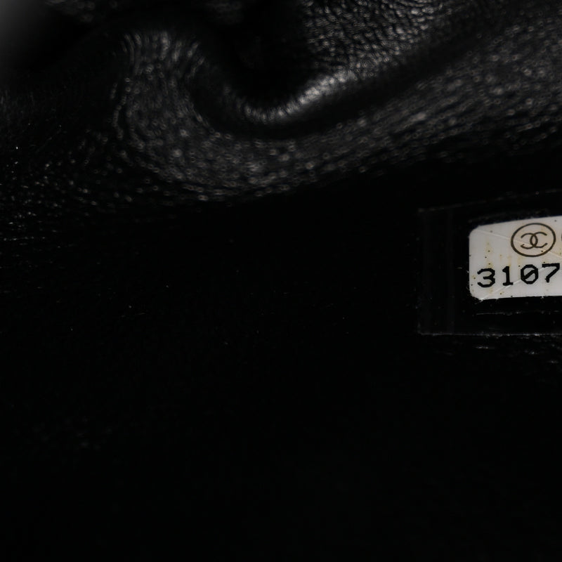 Chanel Shiny Lambskin Quilted Chain Is More Drawstring Bag Black