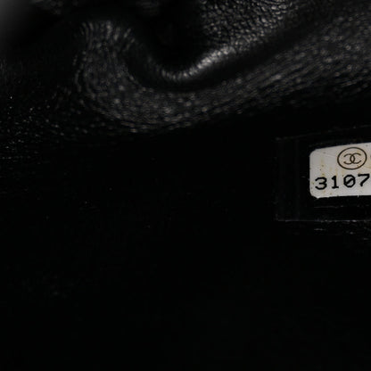 Chanel Shiny Lambskin Quilted Chain Is More Drawstring Bag Black