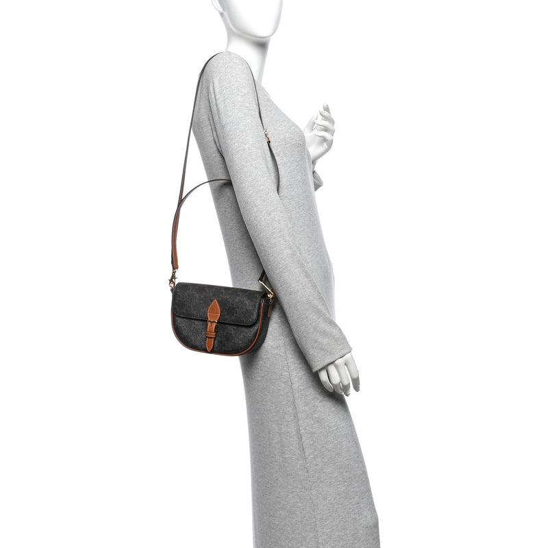 Celine Triomphe Canvas Folco Bag Tan