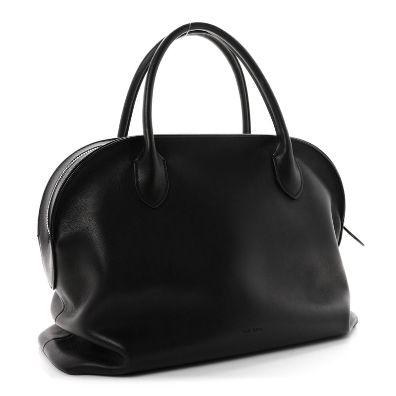 The Row Polished Saddle Calfskin Agnes 12 Black