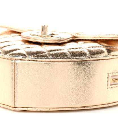 Chanel Metallic Lambskin Quilted Large CC In Love Heart Bag Gold