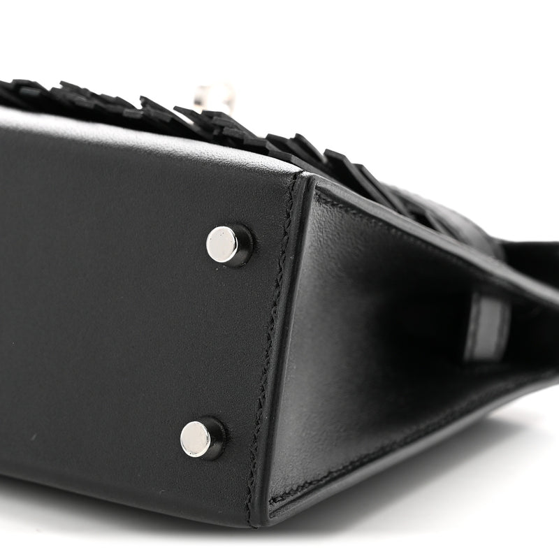 Hermes Tadelakt Sombrero Box Pampilles Mini Kelly Sellier 20 Black