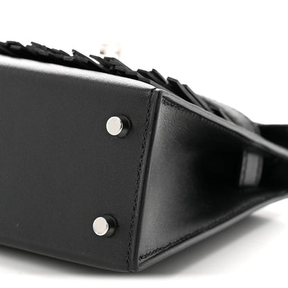 Hermes Tadelakt Sombrero Box Pampilles Mini Kelly Sellier 20 Black