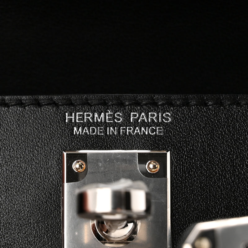 Hermes Tadelakt Sombrero Box Pampilles Mini Kelly Sellier 20 Black